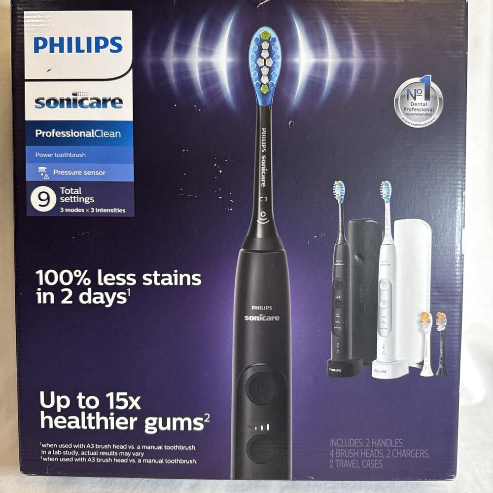 Philips Sonicare Professional Clean Rechargeable Electric Toothbrushes 2PK READ